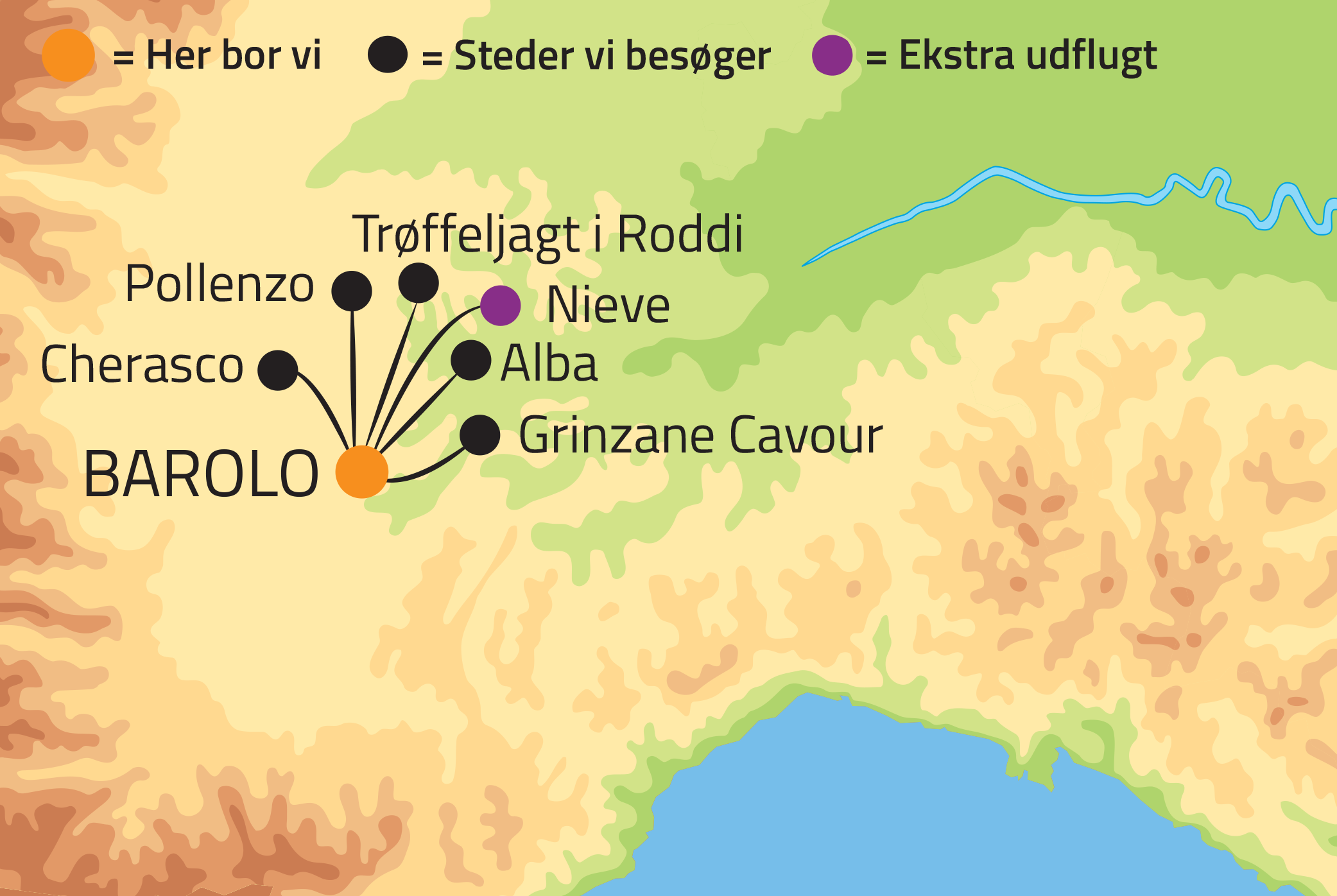 Kort over Piemonte, Italien
